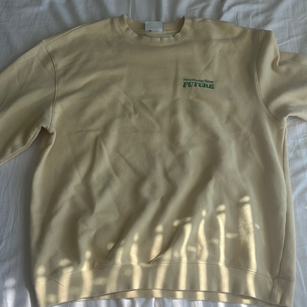 light yellow oversized fit crew neck sweatshirt